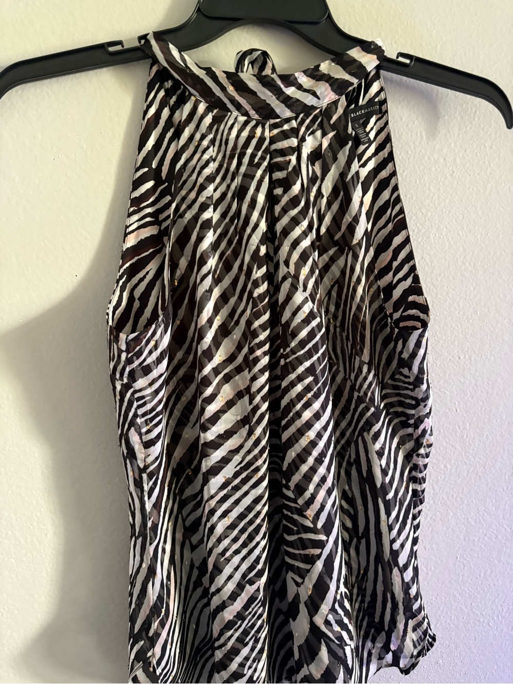 White House Black Market Black & White Zebra A-Line blouse
